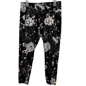 ✨Victoria's‎ Secret Black Floral High Waist Active Leggings Size 14 L Stretch